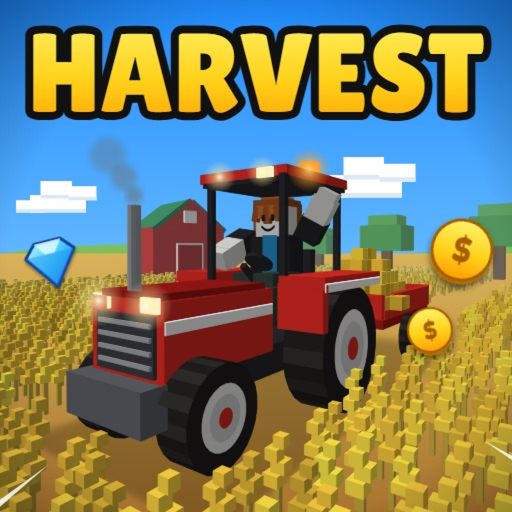 Harvest Simulator artwork with a red tractor in a wheat field.